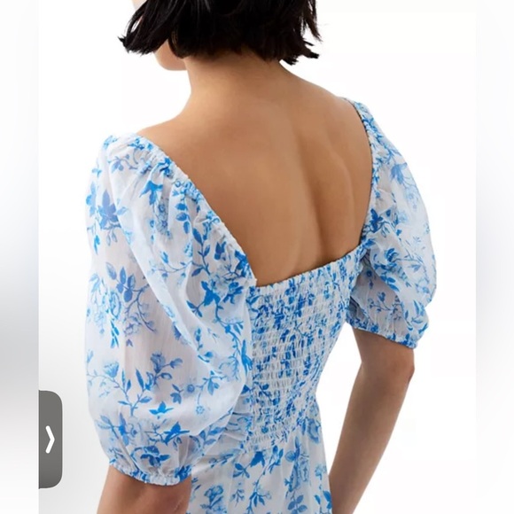 French Connection Catrina Blue and White Slit Midi Dress - Picture 6 of 14